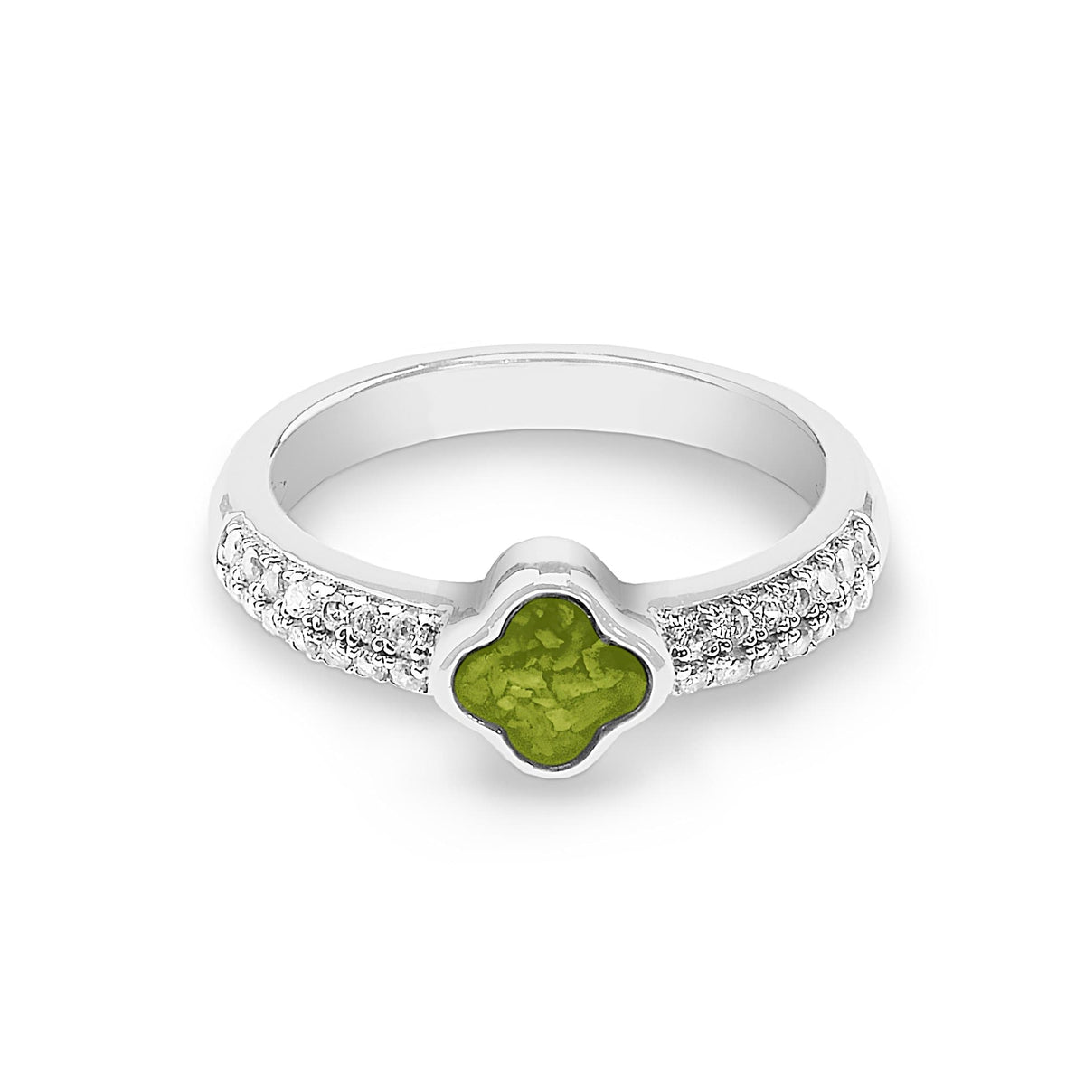 EverWith Ladies Clover Memorial Ashes Ring with Fine Crystals – EverWith®