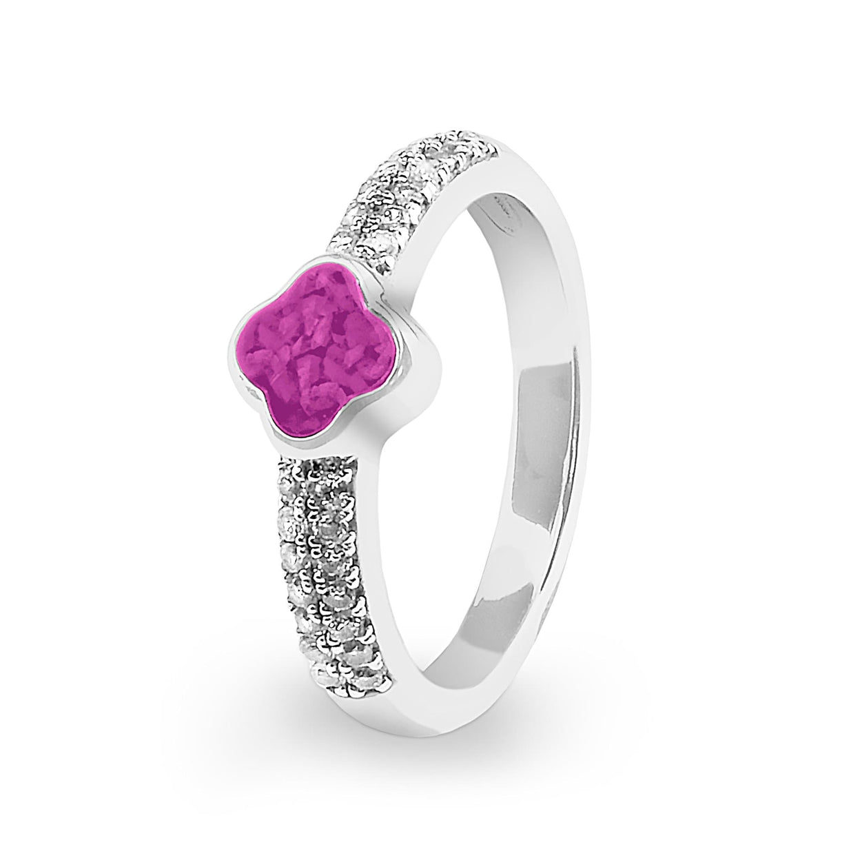 Load image into Gallery viewer, EverWith Ladies Clover Memorial Ashes Ring with Fine Crystals