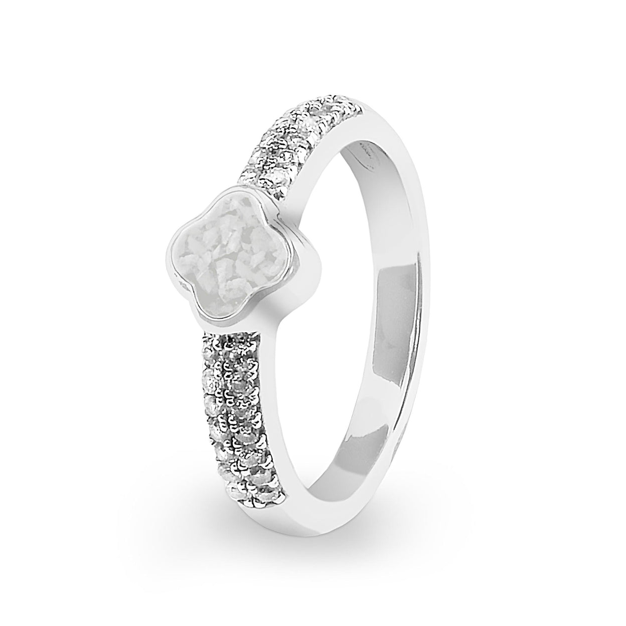 Load image into Gallery viewer, EverWith Ladies Clover Memorial Ashes Ring with Fine Crystals