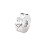 EverWith Self-fill Round Heart Engraved Memorial Ashes Charm Bead 9k White Gold Fill