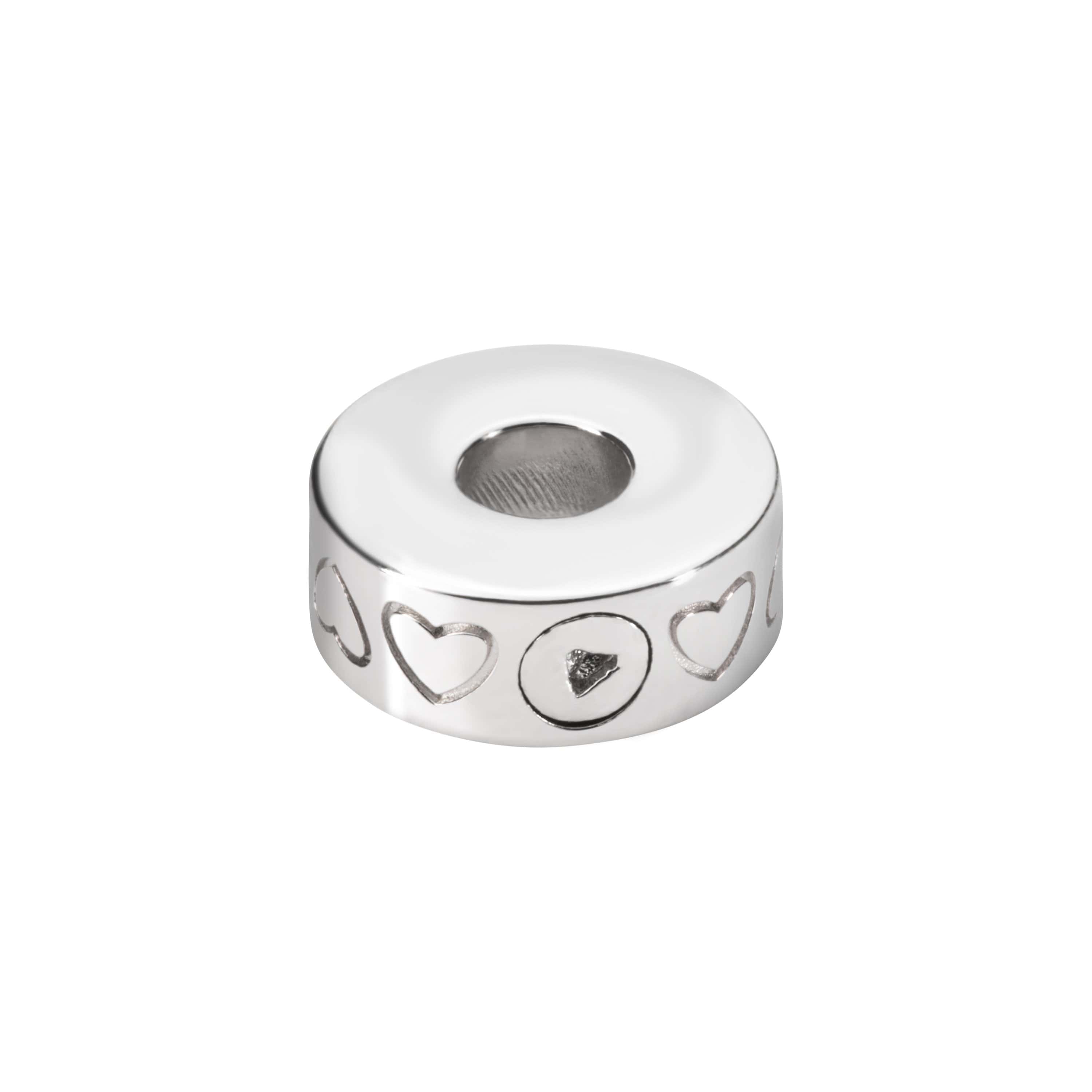 EverWith Self-fill Round Heart Engraved Memorial Ashes Charm Bead