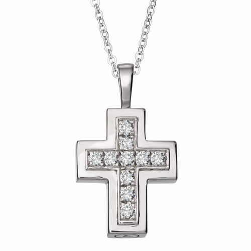 EverWith Self-fill Cross Memorial Ashes Pendant with Crystals