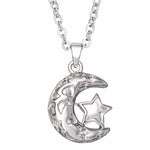 EverWith Self-fill Moon and Stars Memorial Ashes Pendant 9k White Gold Fill