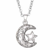 EverWith Self-fill Moon and Stars Memorial Ashes Pendant 9k White Gold Fill