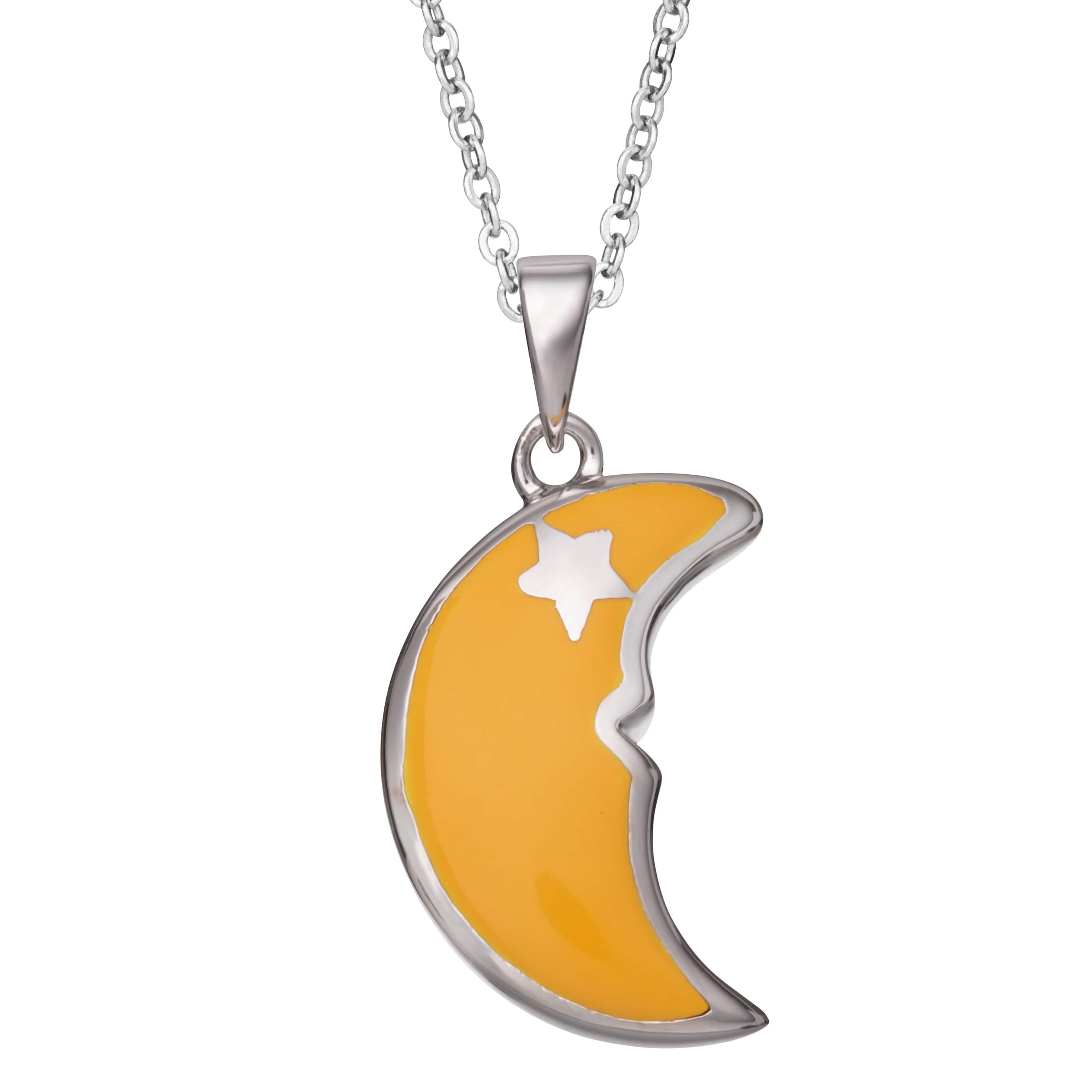 EverWith Self-fill Yellow Moon Memorial Ashes Pendant 9k White Gold Fill