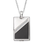 EverWith Self-fill Black Dog Tag Memorial Ashes Pendant with Crystals 9k White Gold Fill