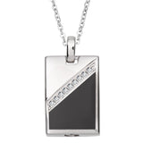 EverWith Self-fill Black Dog Tag Memorial Ashes Pendant with Crystals 9k White Gold Fill