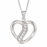 EverWith Self-fill Broken Heart Memorial Ashes Pendant with Crystals 9k White Gold Fill