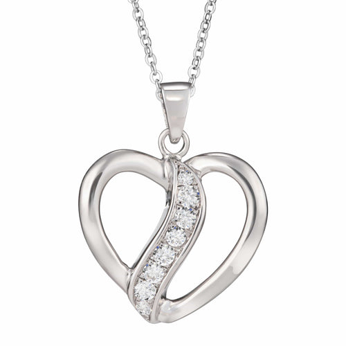 EverWith Self-fill Broken Heart Memorial Ashes Pendant with Crystals