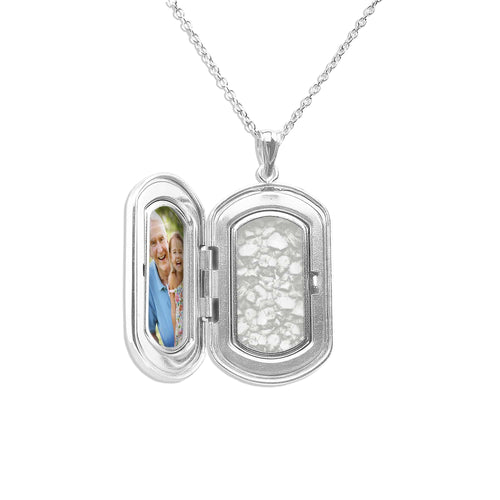 EverWith Large Rounded Rectangle Shaped Sterling Silver Memorial Ashes Locket