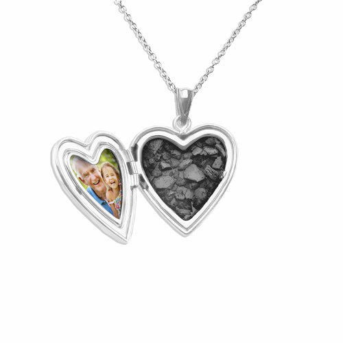 EverWith Pink Rose Heart Shaped Sterling Silver Memorial Ashes Locket